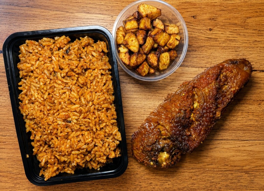 Jollof Rice with Turkey and Plantain