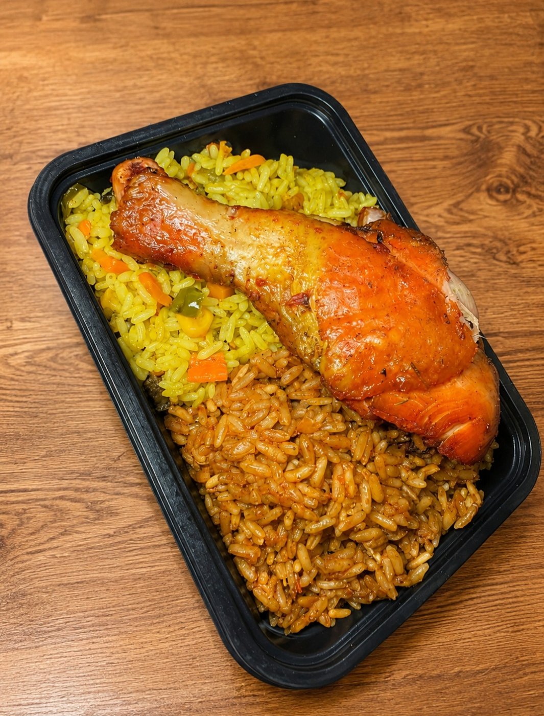 Fried & Jollof Rice with Barbecue Chicken (Small)